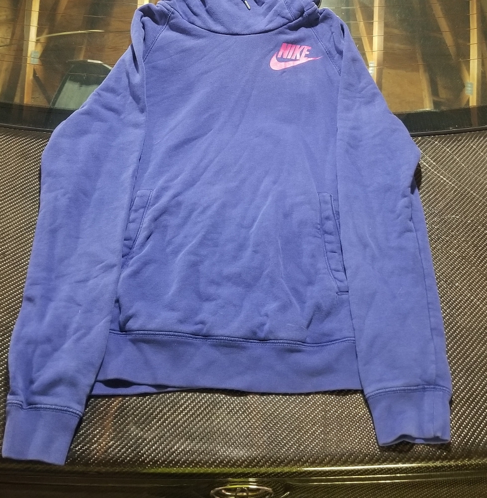 Nike Blue Cowl Neck Sweater with Pink Logo